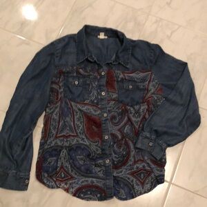 TRIBAL jeans viscose blue blouse. EUC!